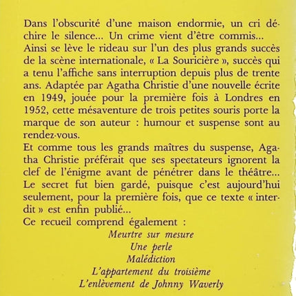 Trois Souris – Agatha Christie – Roman policier classique – Enquête et suspense dans la campagne anglaise - Livre