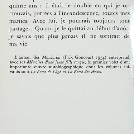 Mémoires d’une jeune fille rangée – Simone de Beauvoir – Autobiographie – Enfance, éducation et construction d’une pensée féministe - Livre