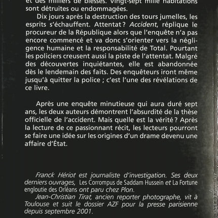 AZF – L’enquête assassinée – Enquête et affaire de l’attentat de Toulouse – Franck Hériot, Jean-Christian Tirat - livre