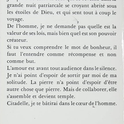 Citadelle – œuvre philosophique et poétique d’Antoine de Saint-Exupéry réflexion et humanité - livre