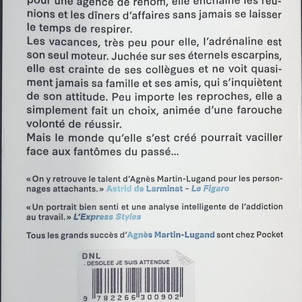 Désolée, je suis attendue – Agnès Martin-Lugand – Roman contemporain émouvant - livre