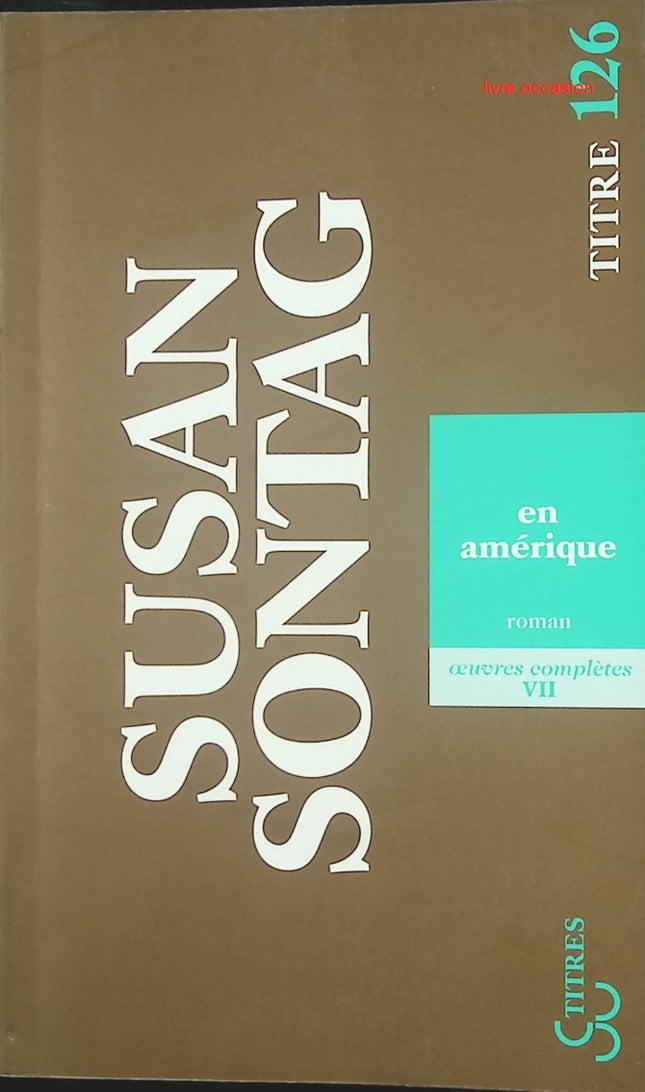 En Amérique – Susan Sontag – roman historique et quête américaine - livre