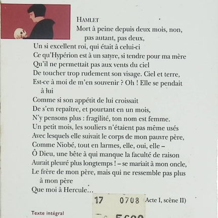 Hamlet livre classique William Shakespeare théâtre bilingue anglais français tragédie et analyse - Livre