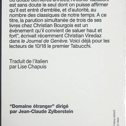 Nocturne indien – Antonio Tabucchi – roman de voyage et mystère en Inde - livre