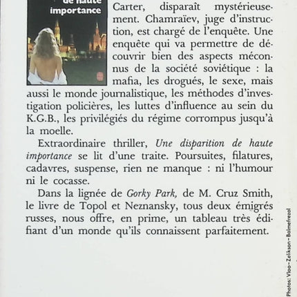 Une Disparition De Haute Importance – polar de Topol & F. Neznansky - livre