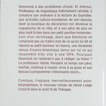 Roman contemporain comédie et drame – La Vie en sourdine David Lodge - Livre