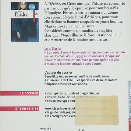 Phèdre livre classique Jean Racine tragédie théâtre classique français passions et destin - Livre