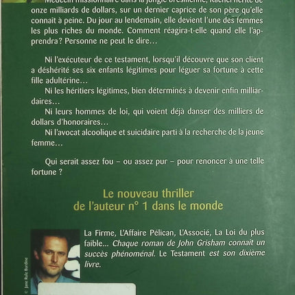 Le Testament - John Grisham - livre