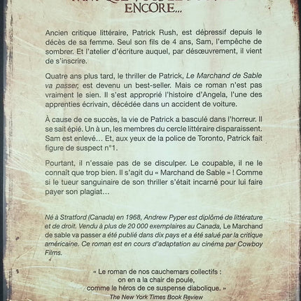Roman thriller psychologique suspense – Le marchand de sable va passer Andrew Pyper - Livre