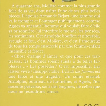 L'École des Femmes livre classique Molière comédie théâtre français satire sociale - Livre