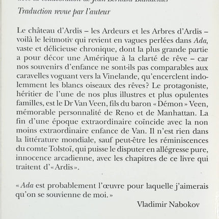 Ada ou l'ardeur - Vladimir Nabokov - Livre