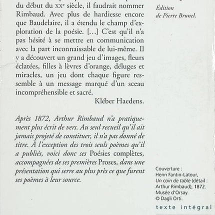 Poésies - Arthur Rimbaud - livre