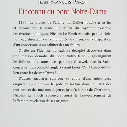 L'inconnu du pont Notre-Dame – Jean-François Parot – roman policier historique Nicolas Le Floch enquête Paris 1786 - Livre