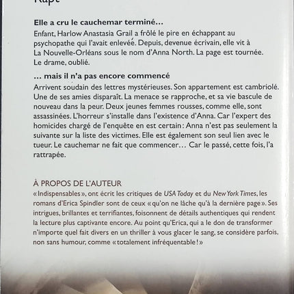 Rapt – Erica Spindler – thriller psychologique suspense enlèvement tueur en série secrets du passé - Livre