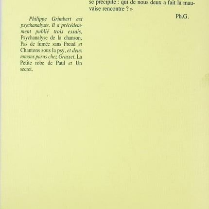 La mauvaise rencontre - Philippe Grimbert - livre