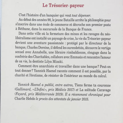 Le Trésorier-payeur – Yannick Haenel - livre