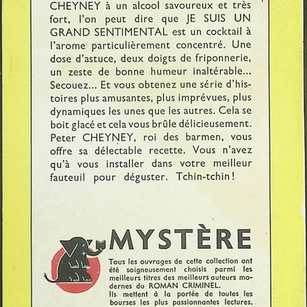 Je suis un grand sentimental – Peter Cheyney – Roman policier noir – Collection Un Mystère – Livre occasion - livre