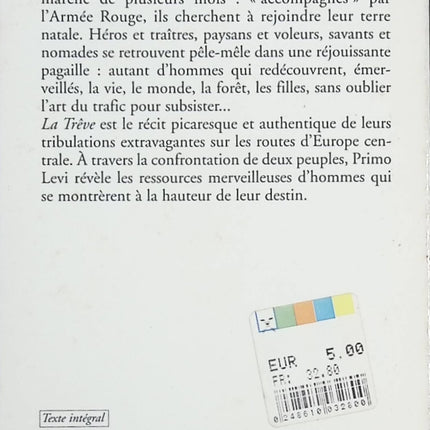 La Trêve – Récit autobiographique après Auschwitz – Primo Levi – Témoignage historique - livre