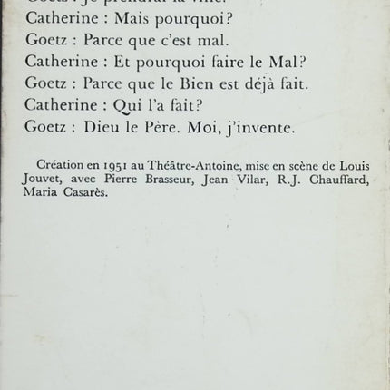 Le Diable et le bon Dieu - Jean-Paul Sartre - livre