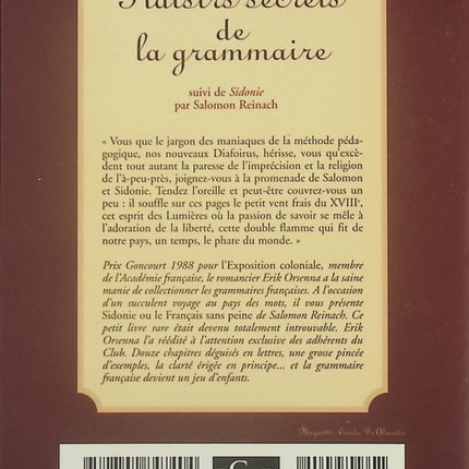 Plaisirs secrets de la grammaire - Erik Orsenna - Livre