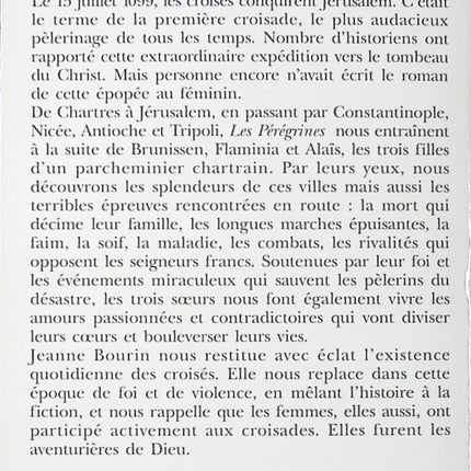 Roman historique femmes au Moyen Âge Les Pérégrines – courage, liberté, destin – Jeanne Bourin - livre