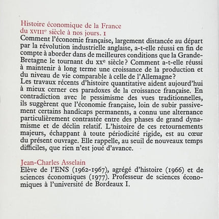 Livre histoire économique France XVIIIe siècle Ancien Régime Première Guerre mondiale tome 1 – économie française évolution historique - livre