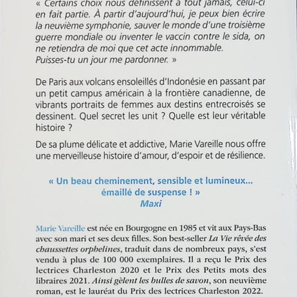 Ainsi gèlent les bulles de savon – Marie Vareille – roman contemporain et secrets de famille – livre d’occasion - Livre