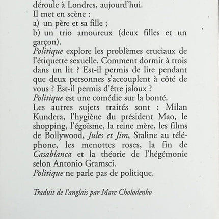 Politique - Adam Thirlwell - Livre