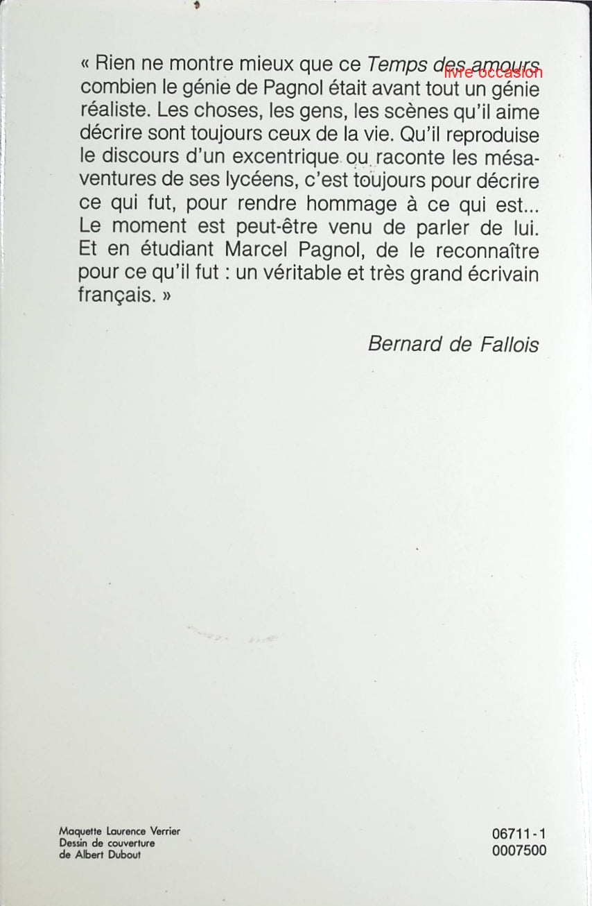 Le temps des amours La petite fille aux yeux sombres - Marcel Pagnol - Livre