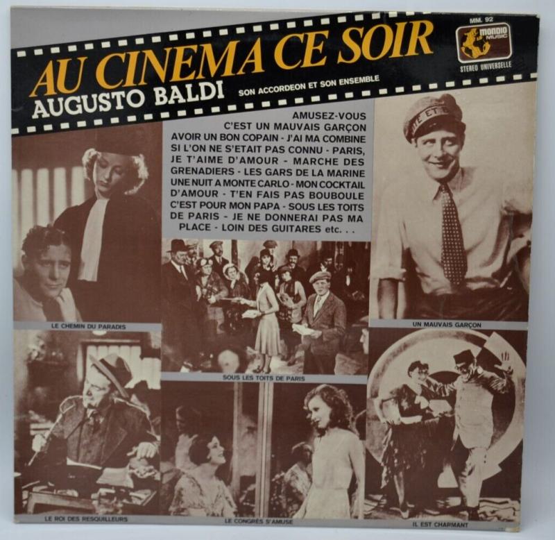 Augusto Baldi – Heute Abend im Kino – 33 U/min Vinyl-Schallplatte