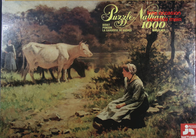 Puzzle 1000 pièces La gardeuse de vaches Nathan – Scène champêtre nature campagne adulte - jeu de société Puzzle