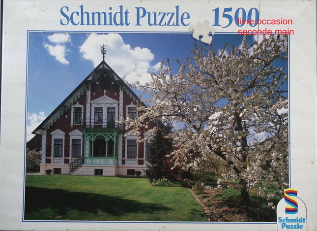 Puzzle 1500 pièces paysage campagne printemps Schmidt – Maison fleurie bucolique adulte - jeu de société Puzzle