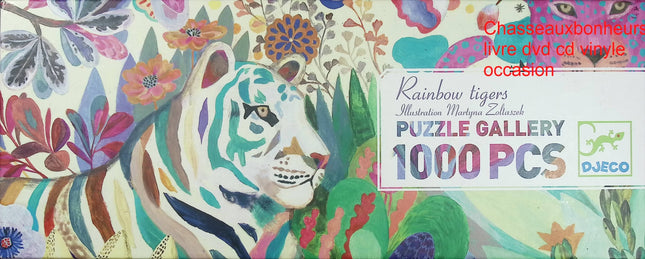 Puzzle Djeco Rainbow Tigers 1000 pièces Galerie de Puzzles animaux illustration artistique dès 9 ans famille adulte - jeu de société Puzzle