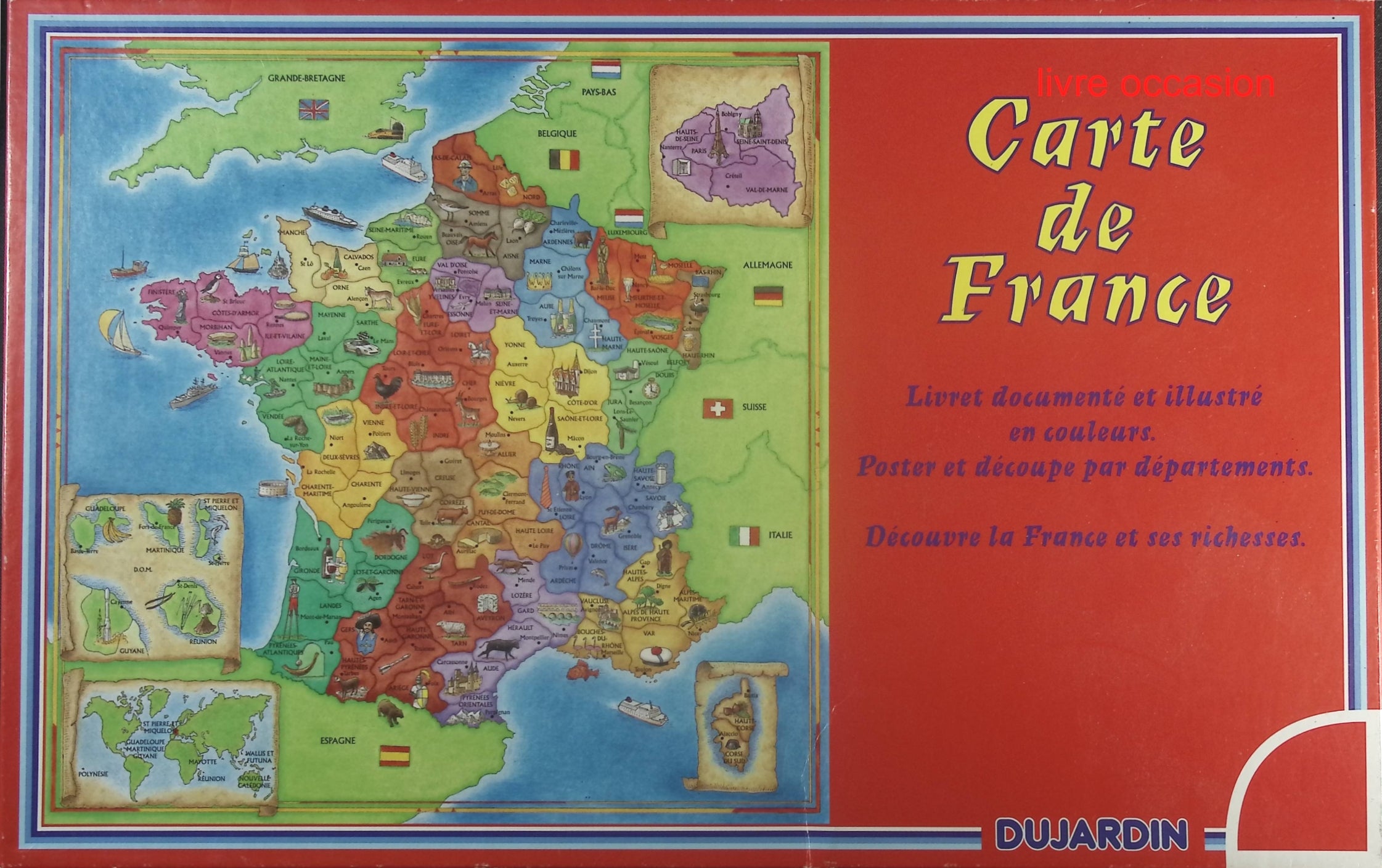 Carte de France Dujardin - Poster et découpe par département - jeu de société Puzzle