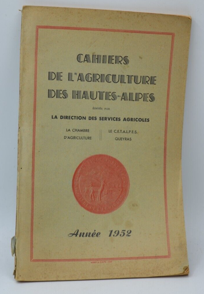 Cahiers de l'Agriculture des Hautes-Alpes - 1952 - livre
