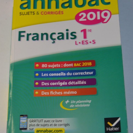 Annabac 2019 - Français 1ere L.ES.S - livre