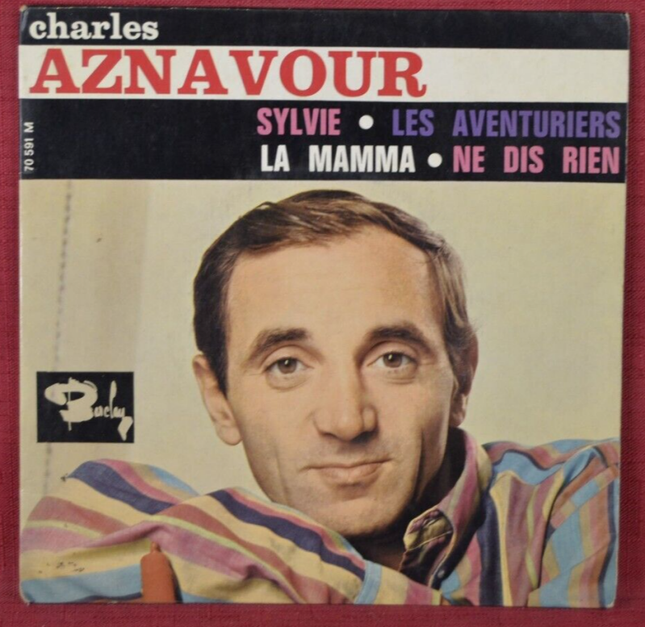 disque vinyle 45 tours - sylvie les aventuriers la mamma charles aznavour