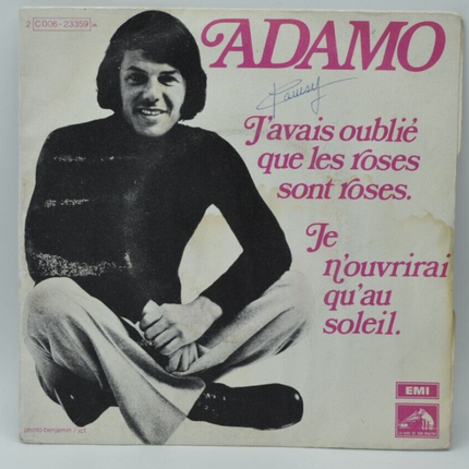 45 U/min Vinyl-Schallplatte - Ich habe vergessen, dass Rosen rosa sind Adamo