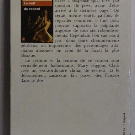 Thriller La Nuit du renard Mary Higgins Clark suspense enlèvement mystère tension psychologique livre occasion - livre