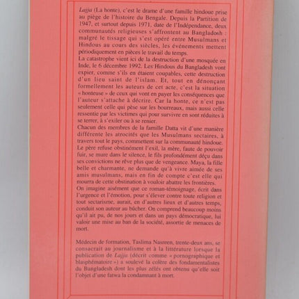 Lajja - Taslima Nasreen - livre