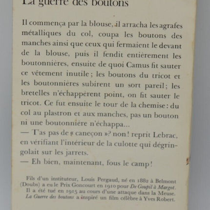 Roman La Guerre des boutons Louis Pergaud littérature classique jeunesse rivalités enfance village occasion - livre