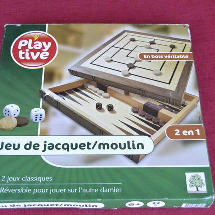 Backgammon und Mühlenspiel Holzspiel - Playtive Game Z30349D