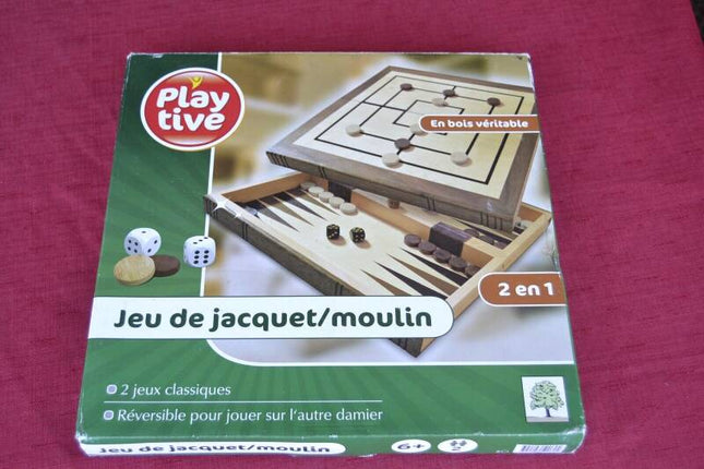 Jeu de jacquet et jeu du moulin jeu en bois - jeu play tive Z30349D