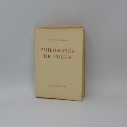 Philosophie de poche - Paul Chaponnière - 1943 - livre