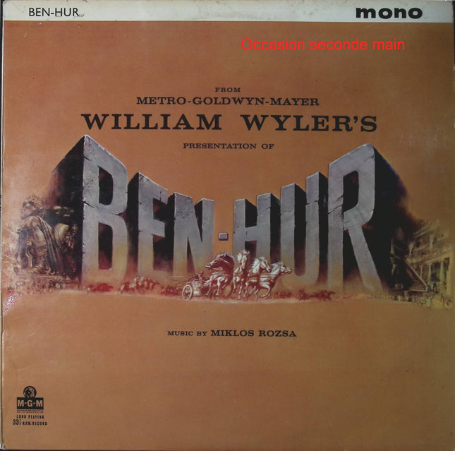 Miklós Rózsa – Ben-Hur Original Motion Picture Soundtrack – Vinyle 33 tours MGM Records occasion - Disque vinyle 33 tours