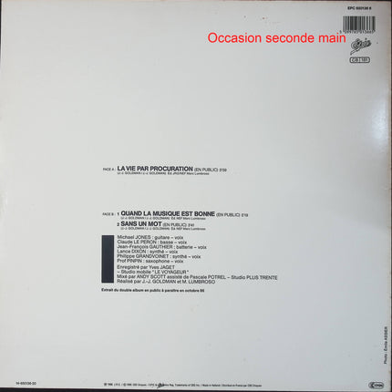 Jean-Jacques Goldman – La Vie Par Procuration (En Public) – Maxi 45 tours Epic EPC 650136 6 occasion - Disque vinyle Maxi 45 tours